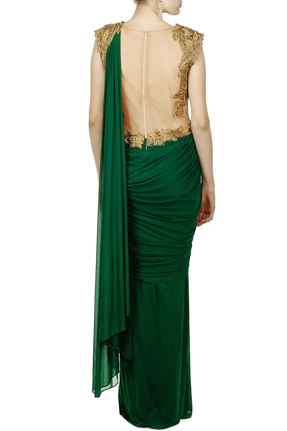 Green Color Saree Gown
