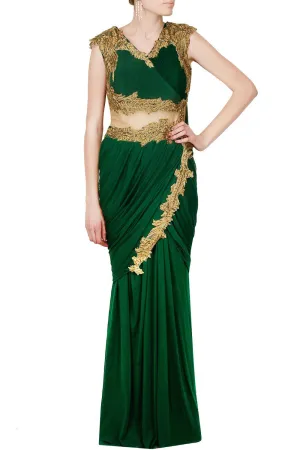 Green Color Saree Gown