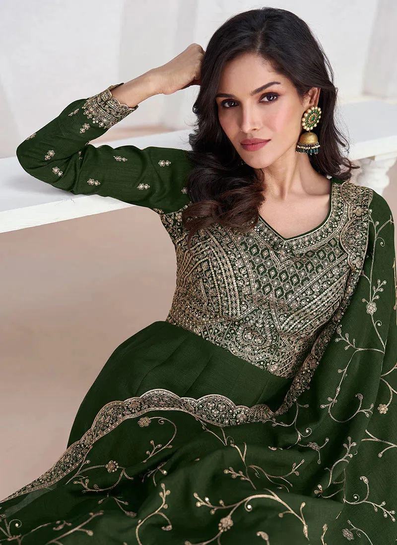 Green Elegance Reimagined Designer Anarkali Suit