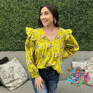 Green Floral Top