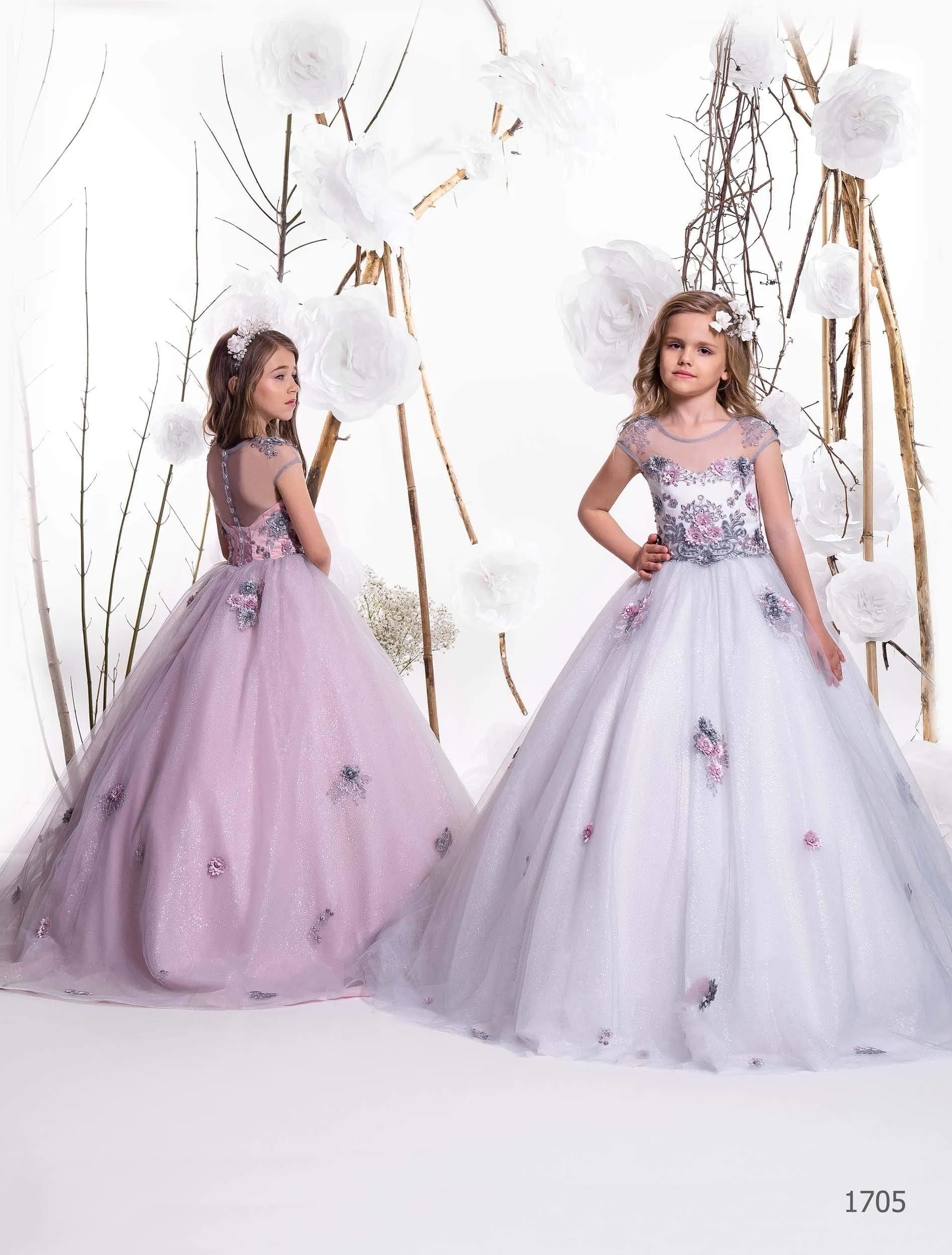 Grey and Silver overlay Flower Girl Dress FINAL SALE