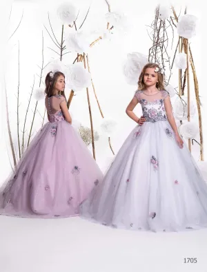 Grey and Silver overlay Flower Girl Dress FINAL SALE