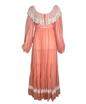Gunne Sax 70s Salmon Pink Prairie Dress AS IS