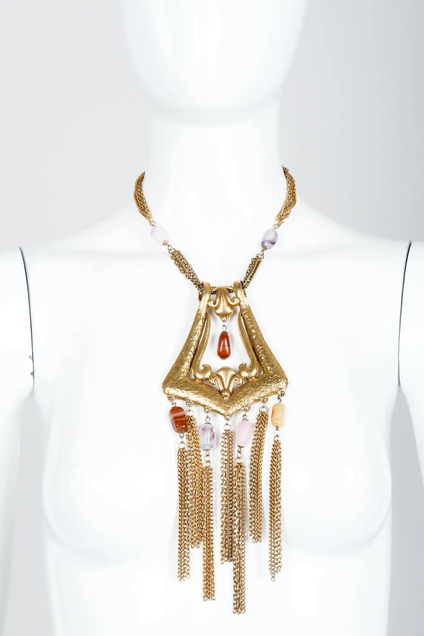 Hammered Fringe Plate Necklace