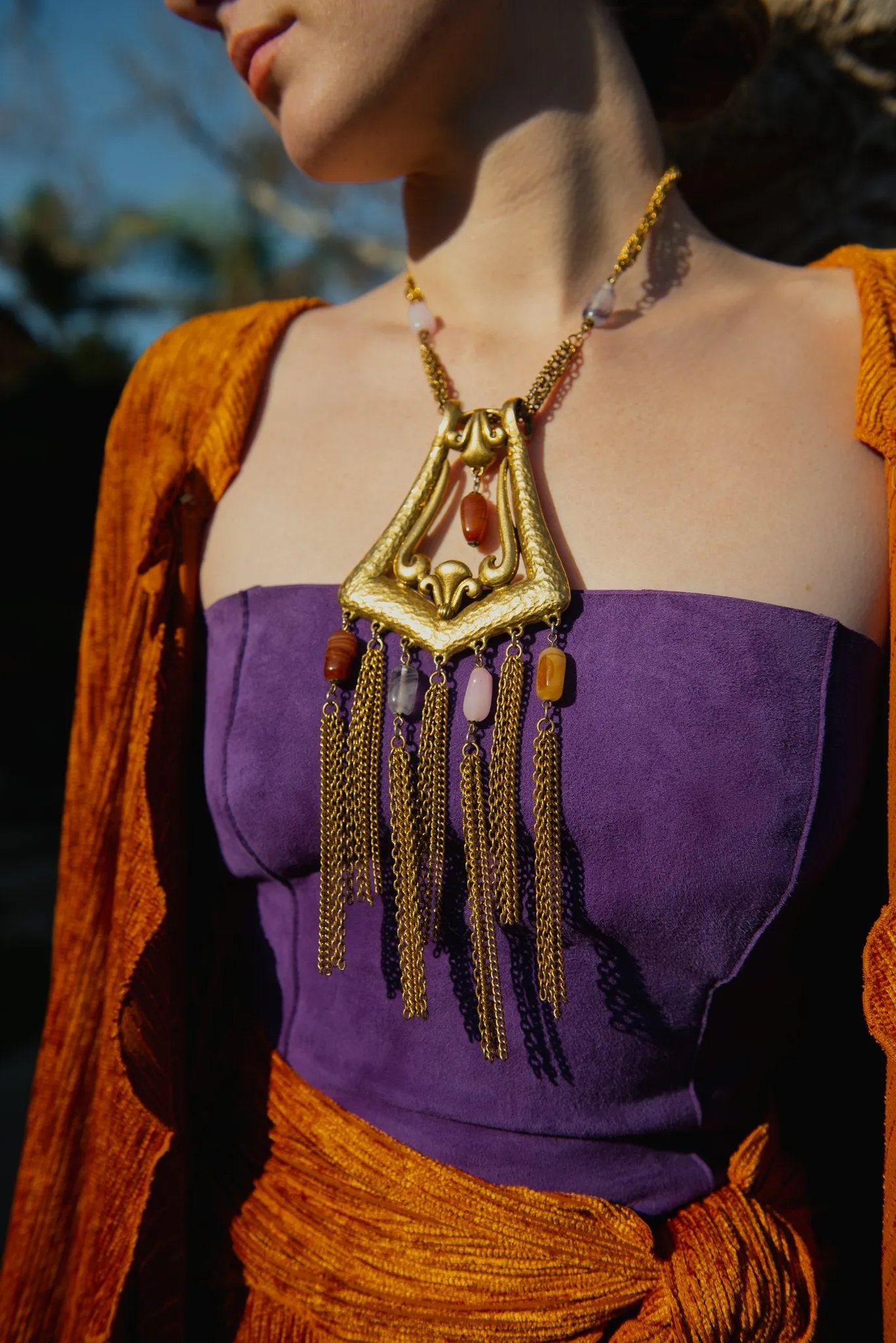 Hammered Fringe Plate Necklace