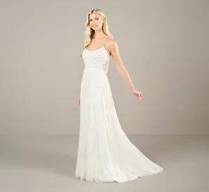 Hand Beaded A Line Gown In Ivory