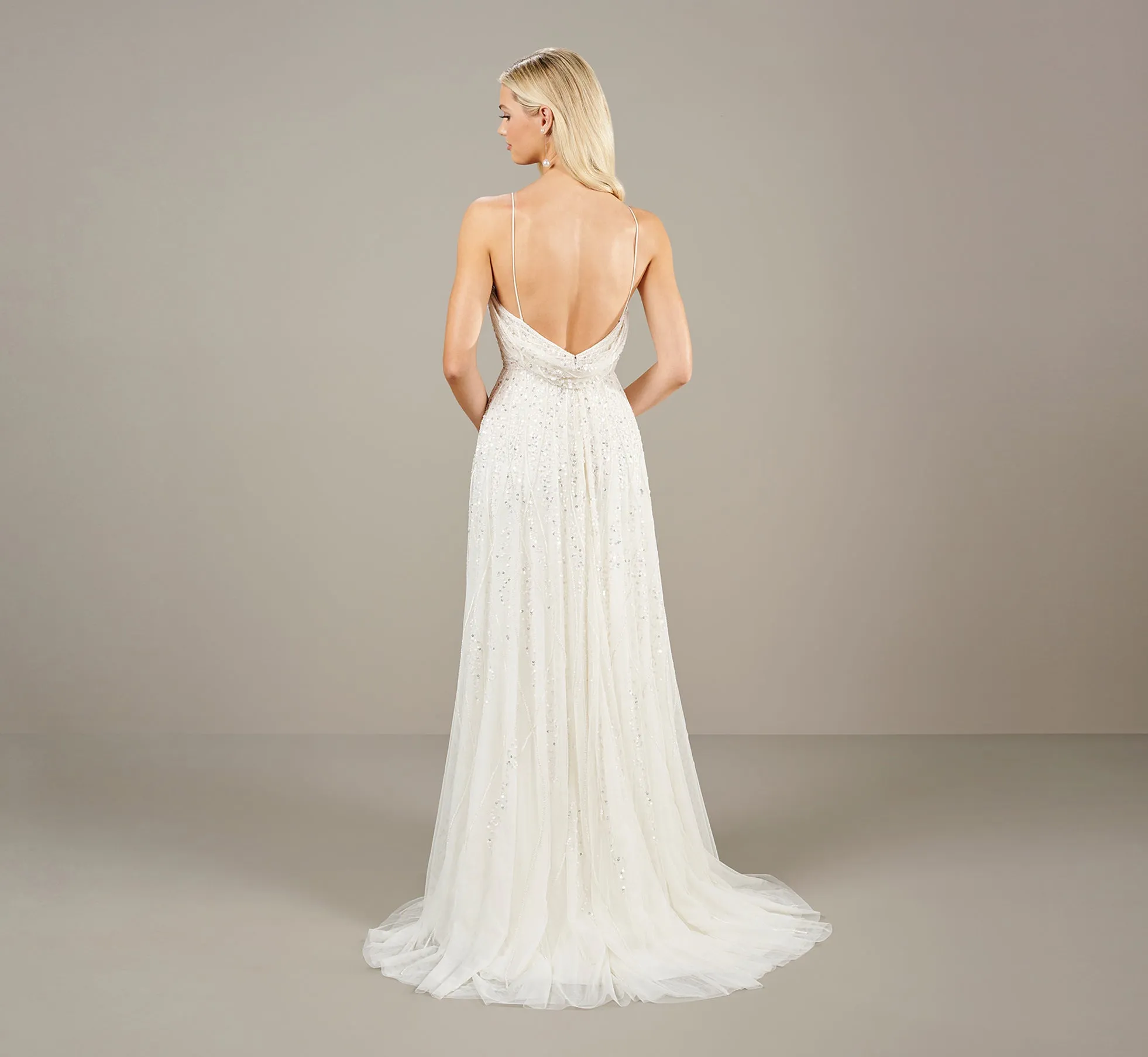 Hand Beaded A Line Gown In Ivory