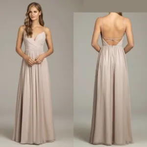 Hayley Paige Occasions Style 5800 Spaghetti Strap V-Neck Chiffon Gown, Sz 8