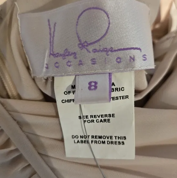 Hayley Paige Occasions Style 5800 Spaghetti Strap V-Neck Chiffon Gown, Sz 8
