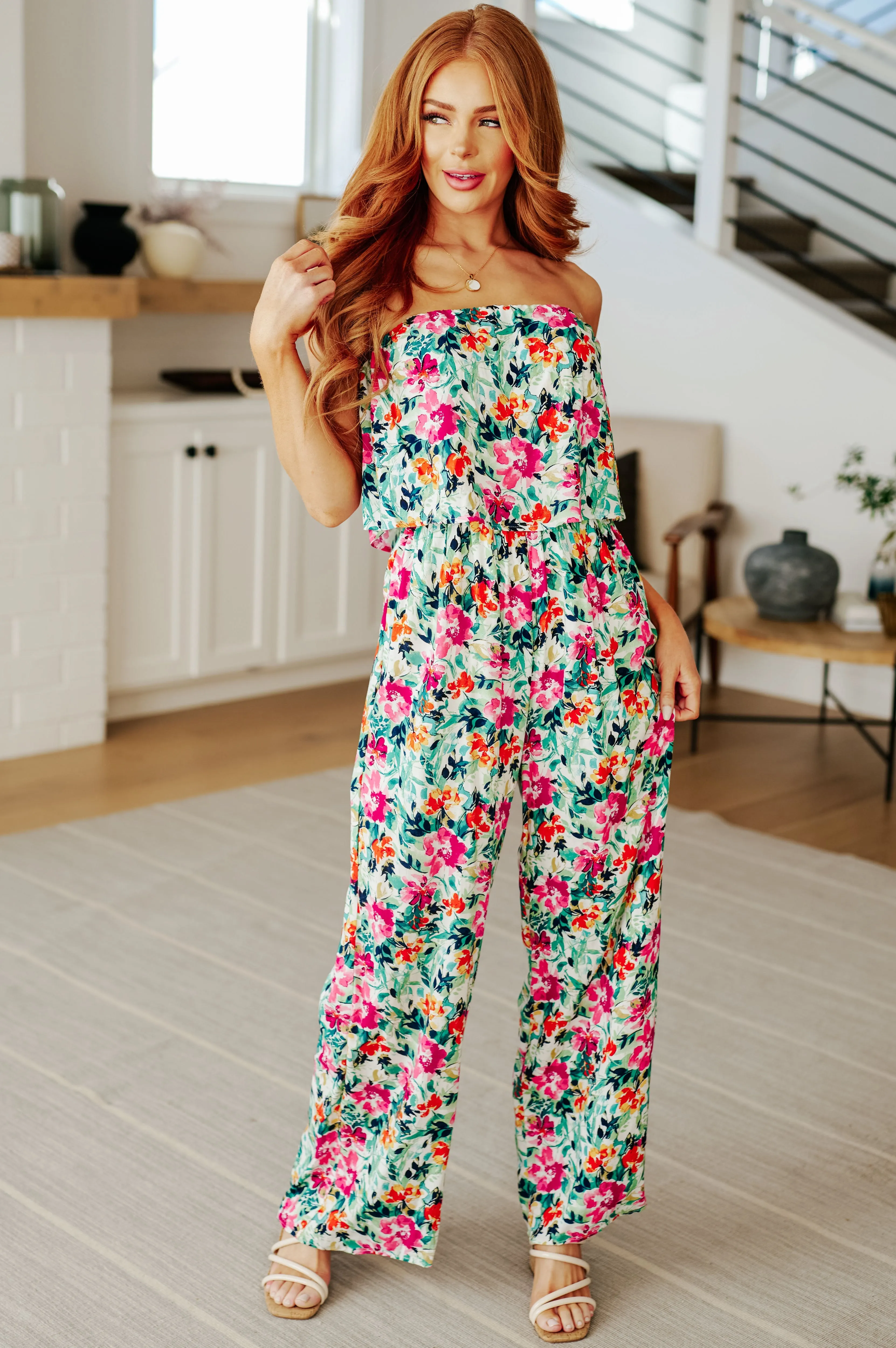 Hazel Blues® |  Life of the Party Floral Jumpsuit in Green