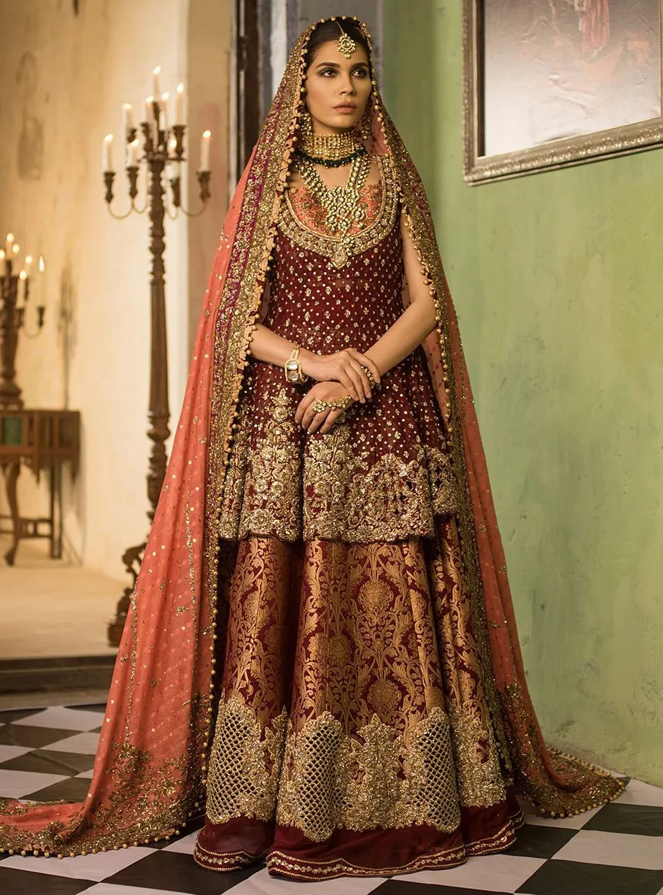 Heavily Embellished Maroon Designer Lehenga # B2038