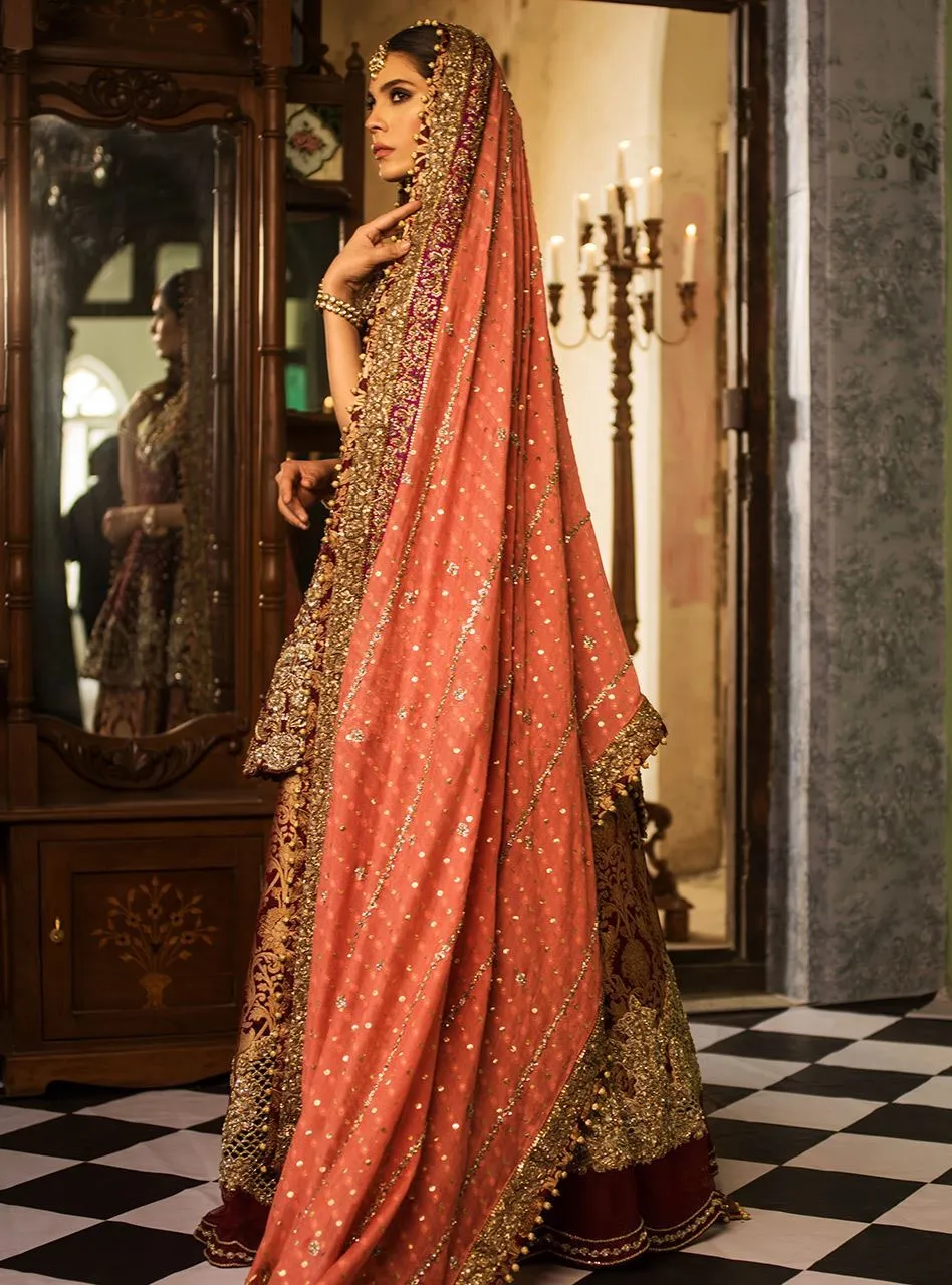 Heavily Embellished Maroon Designer Lehenga # B2038