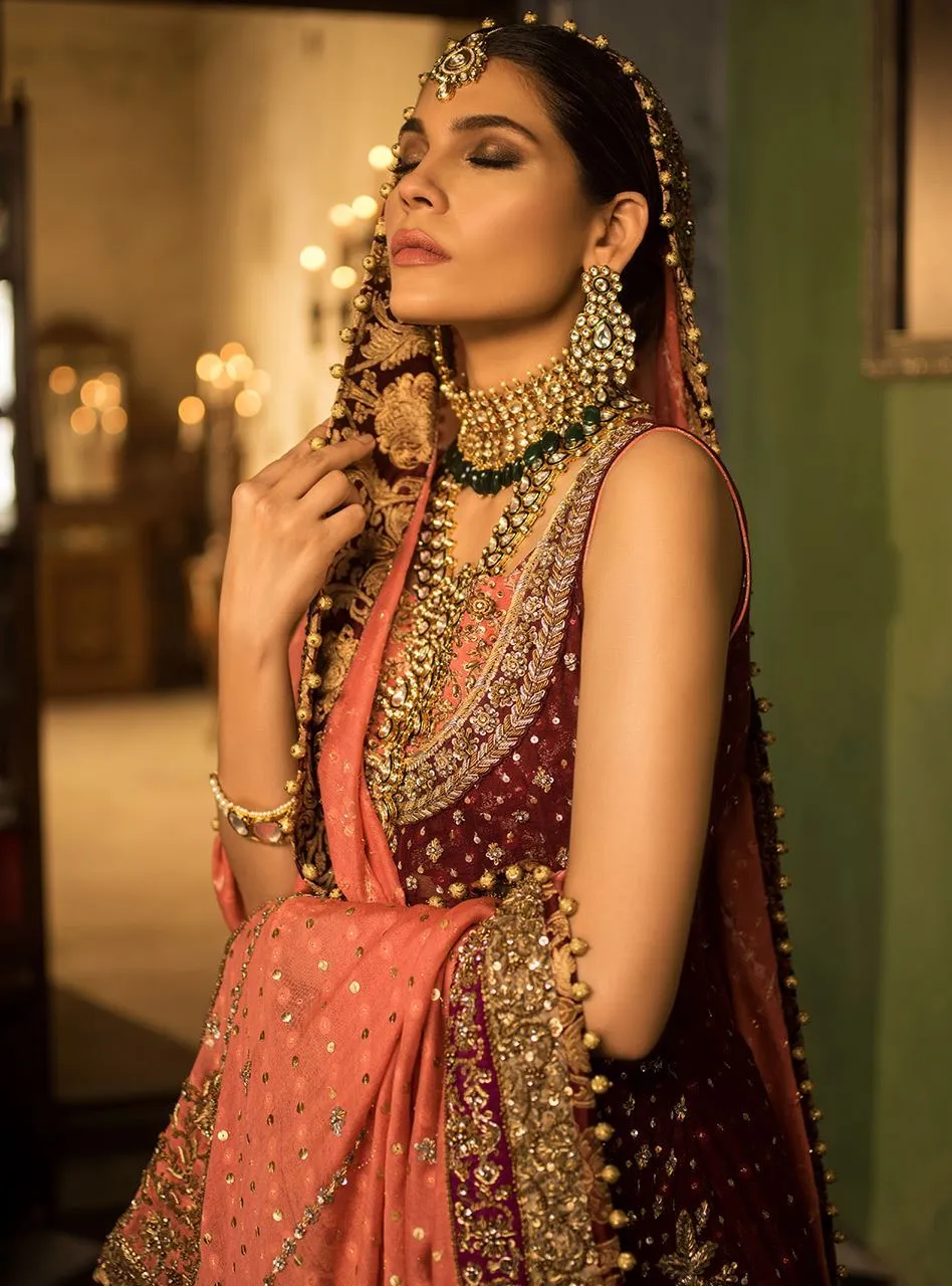 Heavily Embellished Maroon Designer Lehenga # B2038