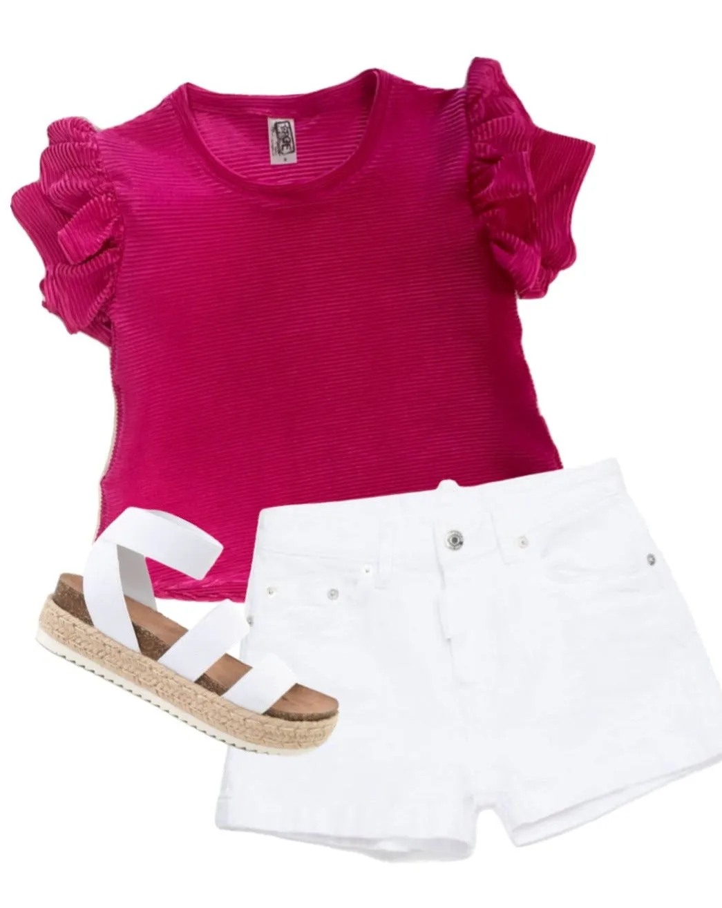 Hot Pink Ribbed Satin Top..