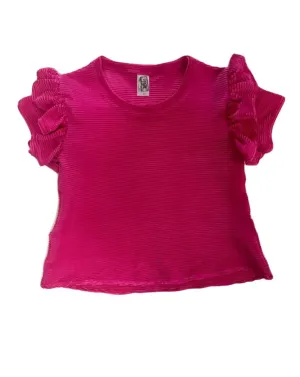 Hot Pink Ribbed Satin Top..