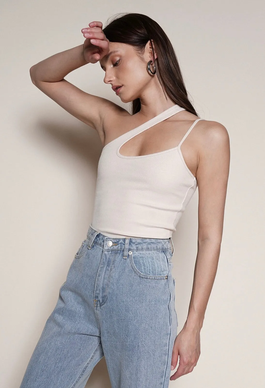 Hush Beige Cutout Top