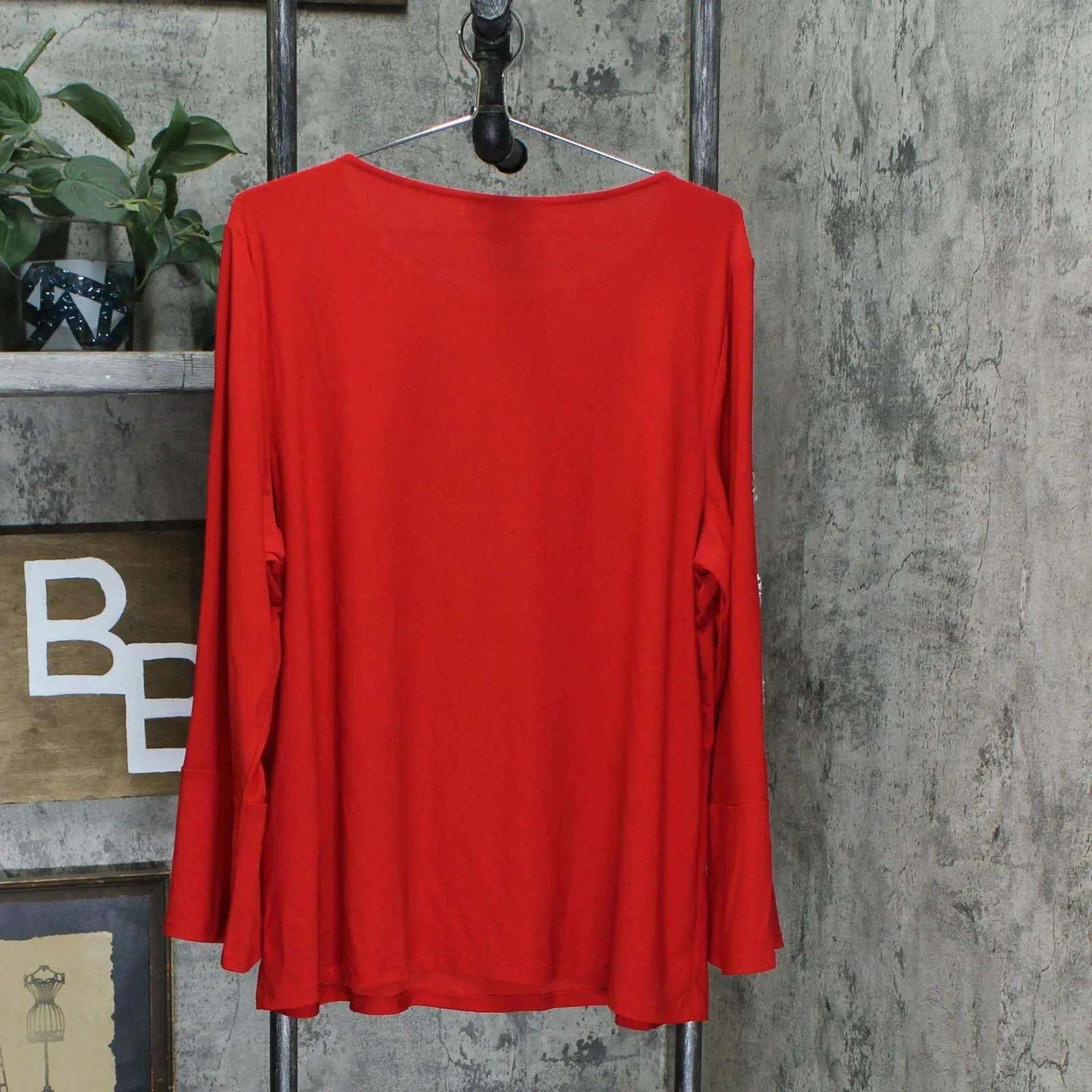 INC International Concepts Plus Embellished Bell Sleeve Knit Top