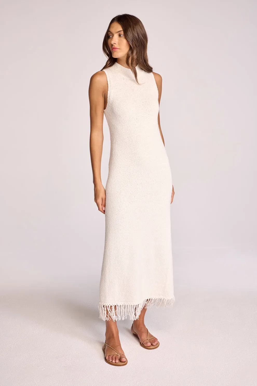 INDIA LONG BOUCLE DRESS - CREAM