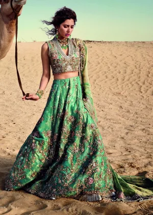 Indian Green Lehenga with Flared # B1996