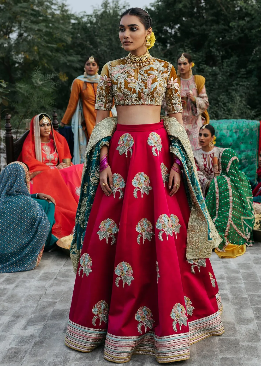 Indian Red Lehnga with Choli for Wedding #J4313