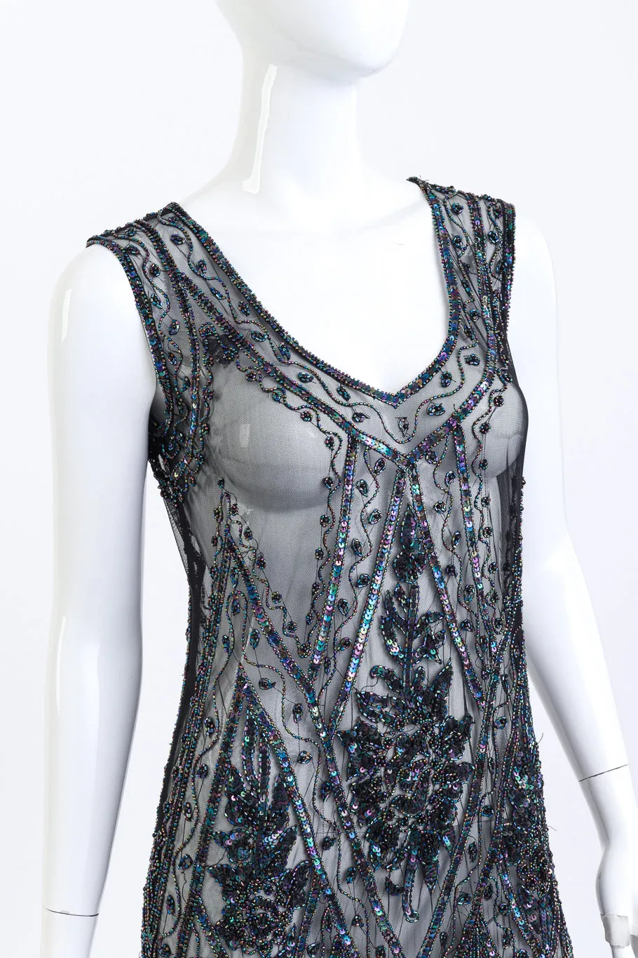 Iridescent Beaded Fringe Flapper Dress