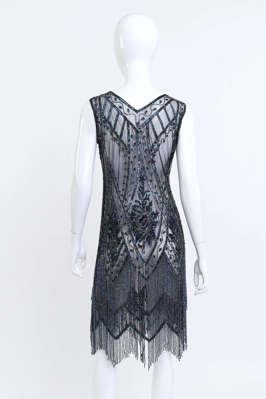 Iridescent Beaded Fringe Flapper Dress