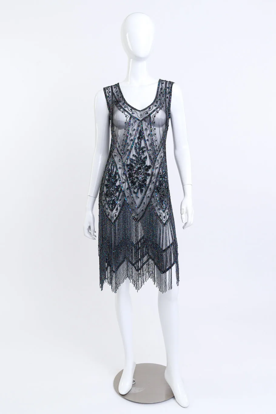 Iridescent Beaded Fringe Flapper Dress