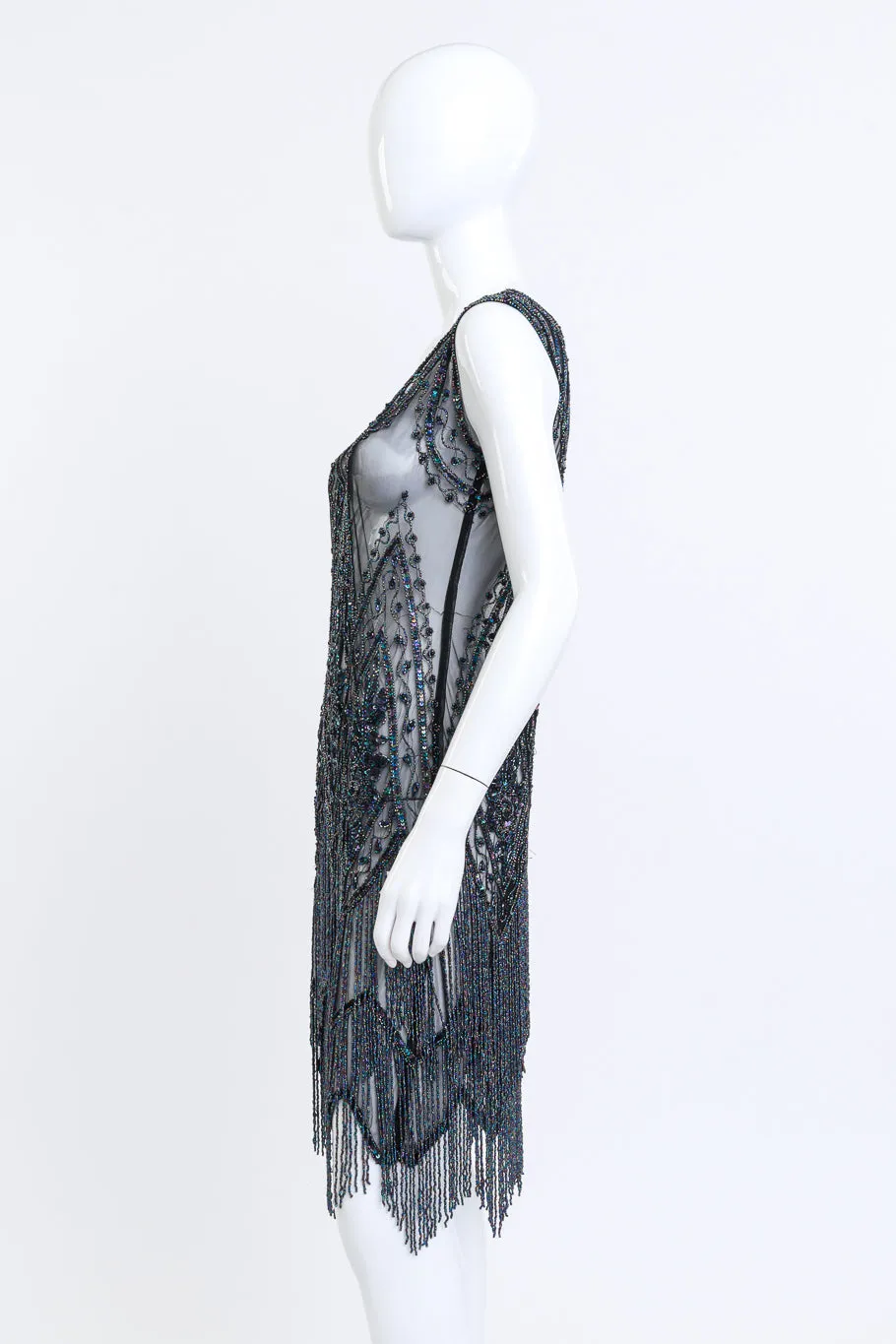 Iridescent Beaded Fringe Flapper Dress