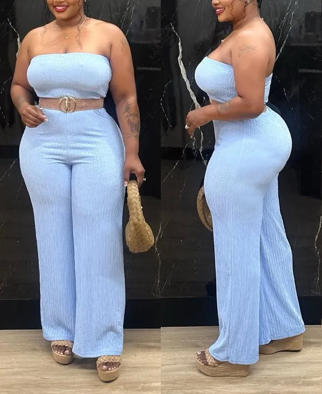 IRIS5JP - STRAPLESS BELTED WIDE LEG JUMPSUIT
