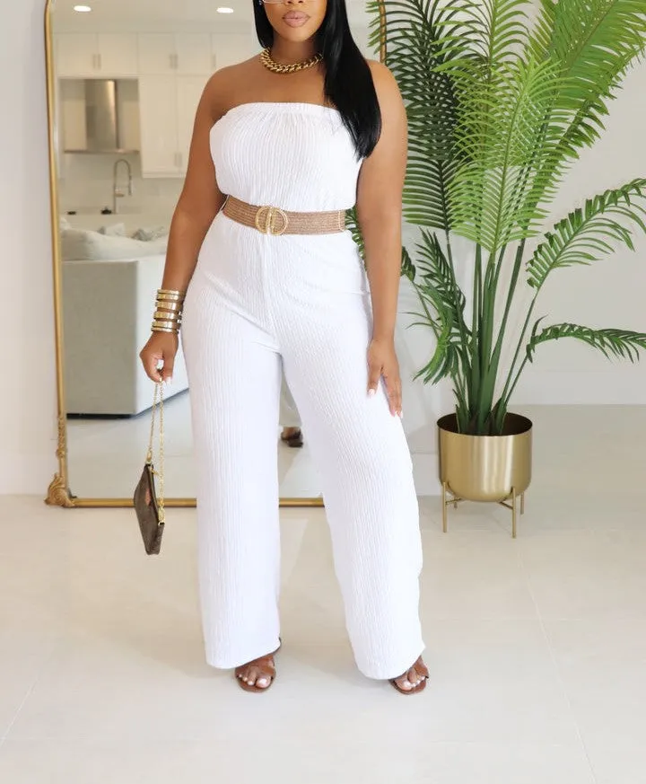 IRIS5JP - STRAPLESS BELTED WIDE LEG JUMPSUIT