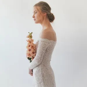 Ivory Blush Off Shoulder Wedding  Dress #1257