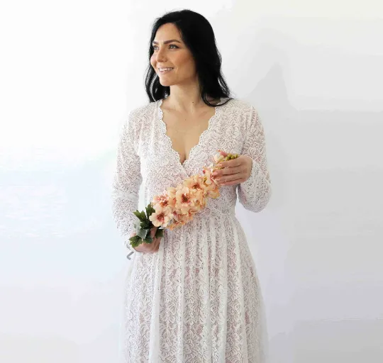 Ivory Blushed pockets dress #1268