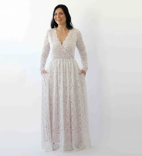 Ivory Blushed pockets dress #1268