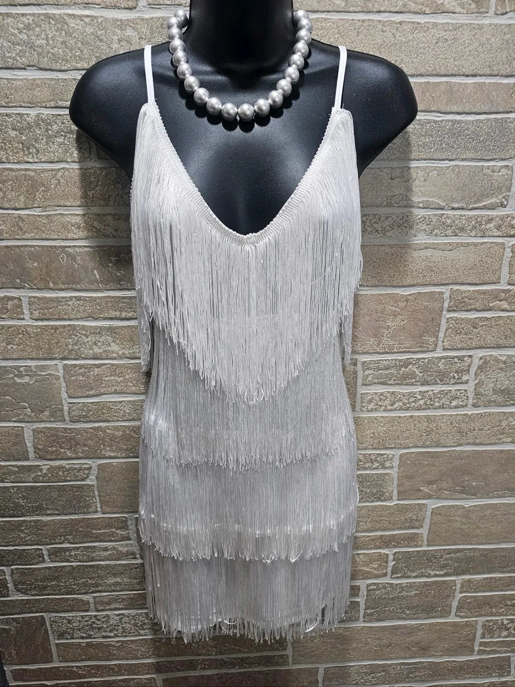 Ivory Fringe Mini Dress 3/7/24 8144