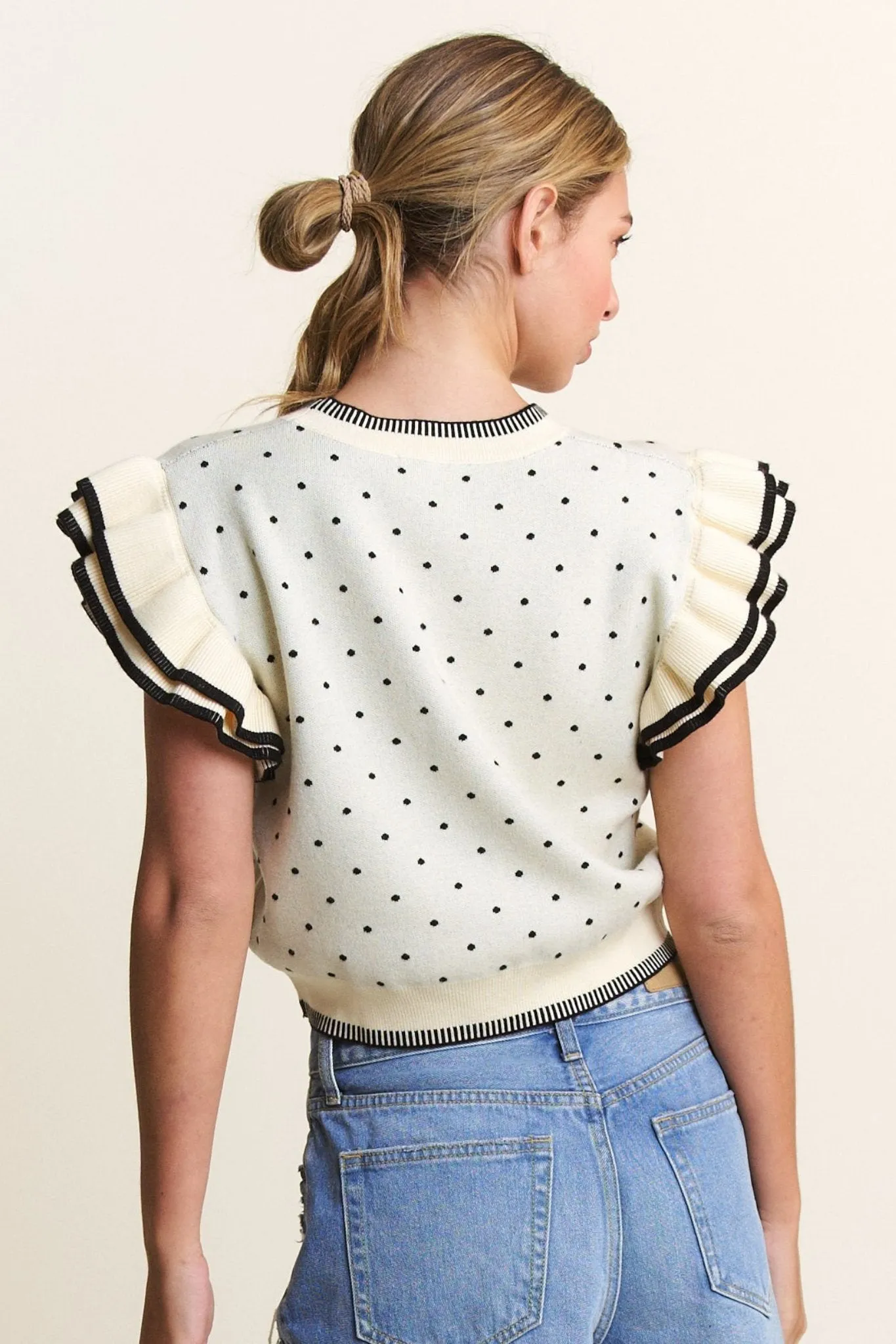 Ivory Ruffle Sleeve Sweater Top
