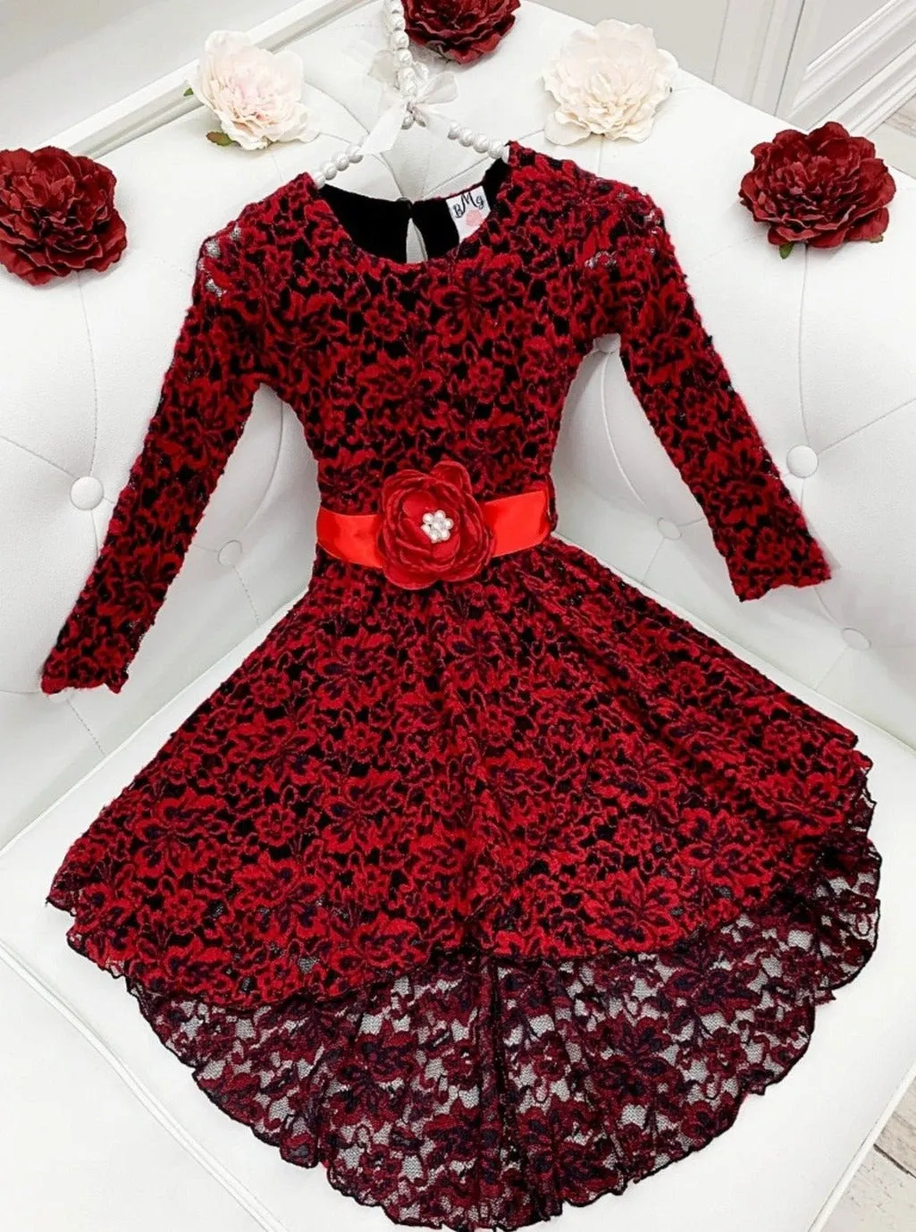 Je t'Aime Crochet Lace Hi-Lo Dress