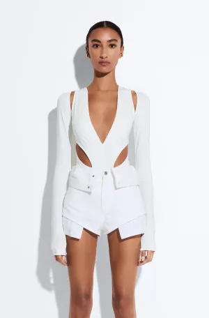 Jersey Cut Out V Neck Bodysuit