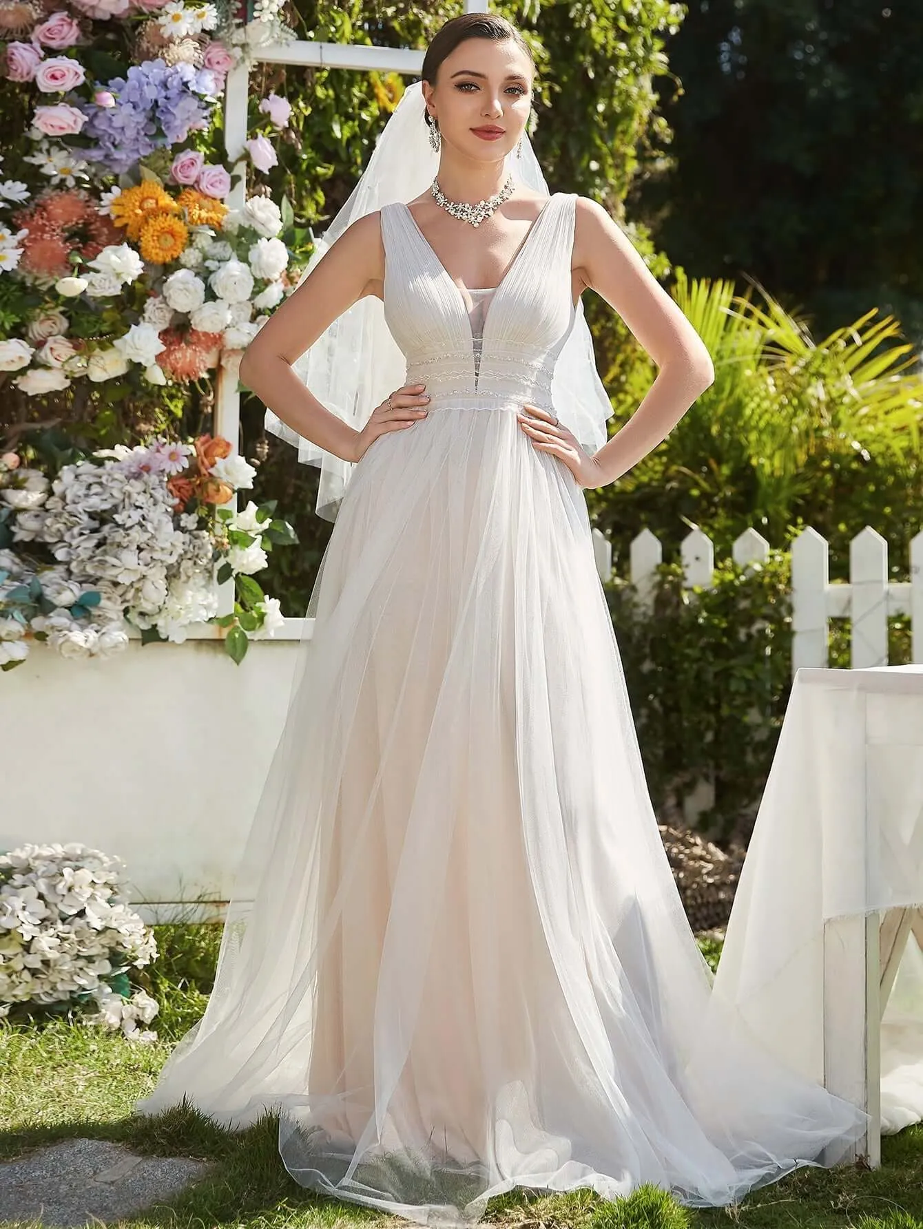 Jillian soft tulle wedding dress in Nude/Ivory Express NZ Wide