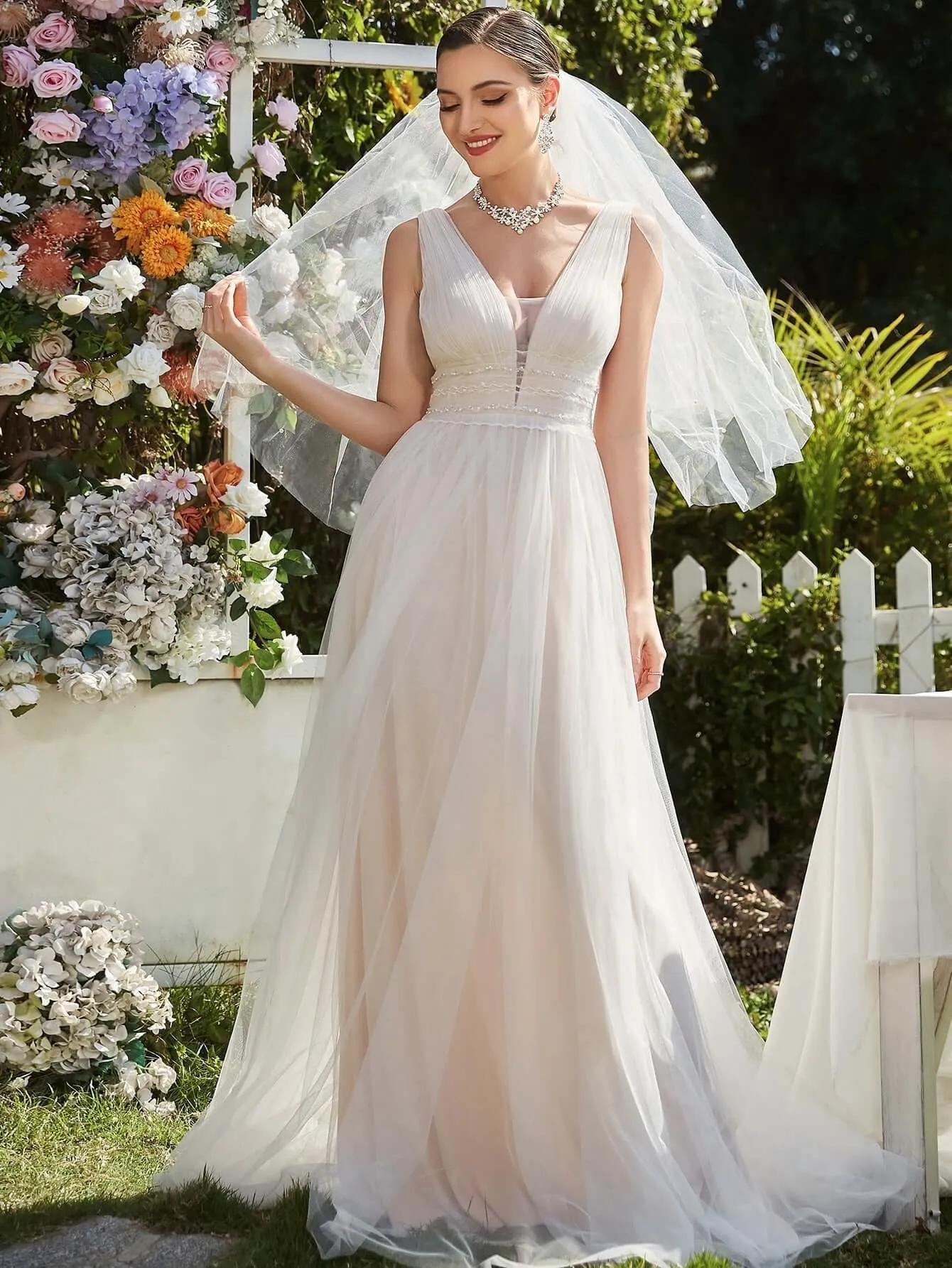 Jillian soft tulle wedding dress in Nude/Ivory Express NZ Wide
