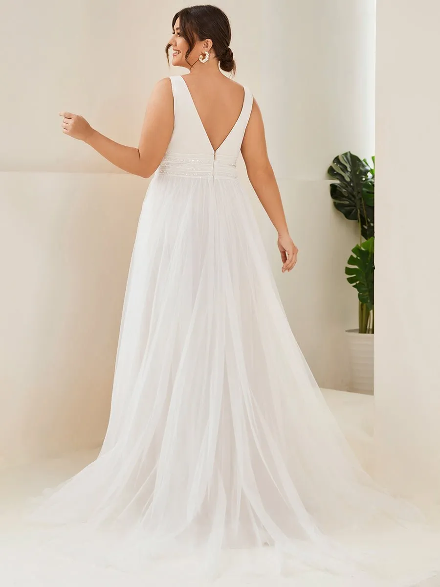 Jillian v neck backless soft tulle wedding dress in Nude/Ivory