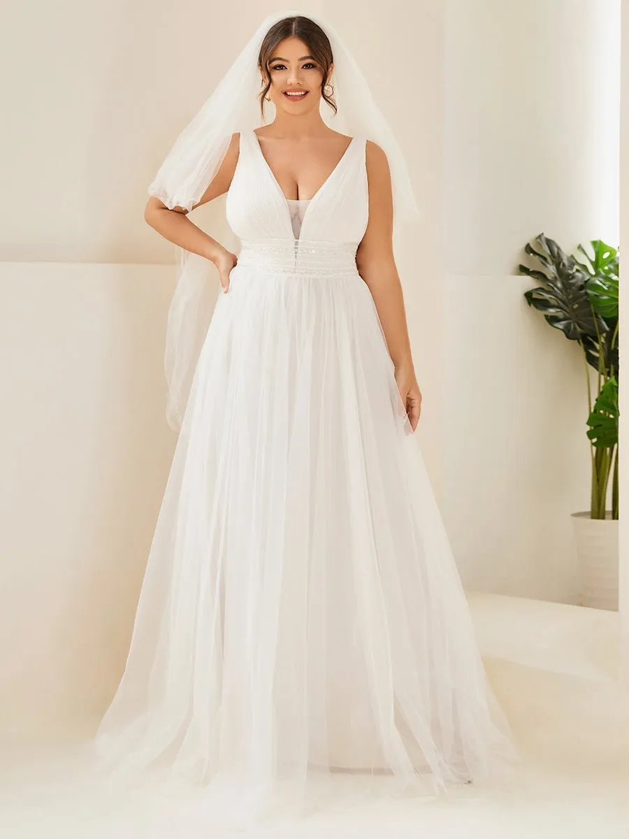 Jillian v neck backless soft tulle wedding dress in Nude/Ivory