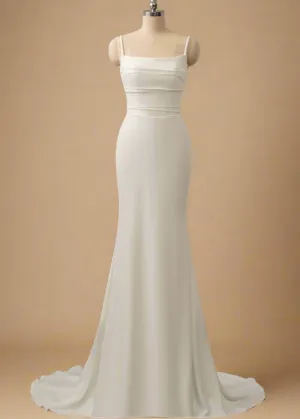 Johanna Ivory minimalist crepe wedding dress Express NZ wide