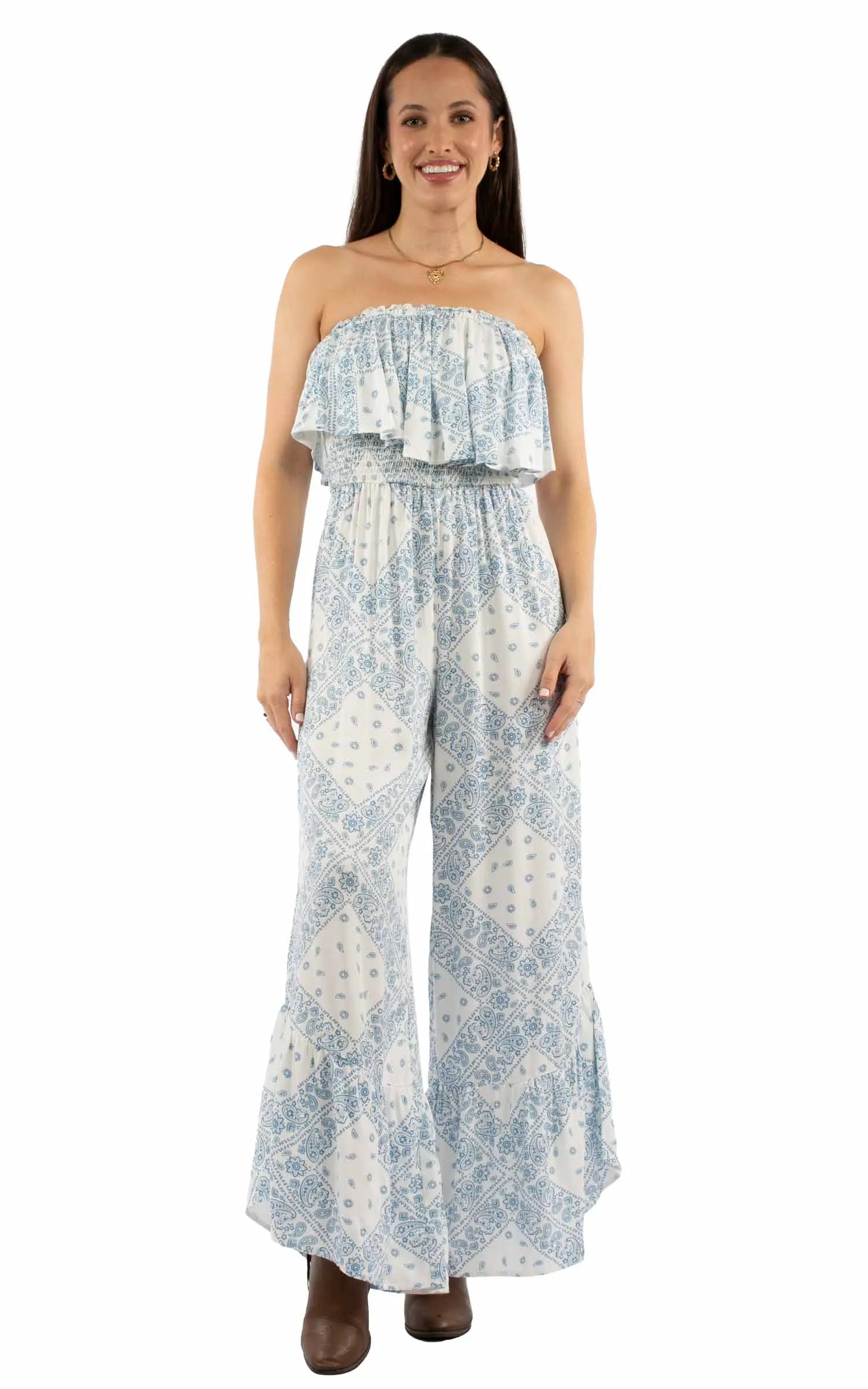 Jumpsuit, Bandana Print - Multiple Colors - Style HC744