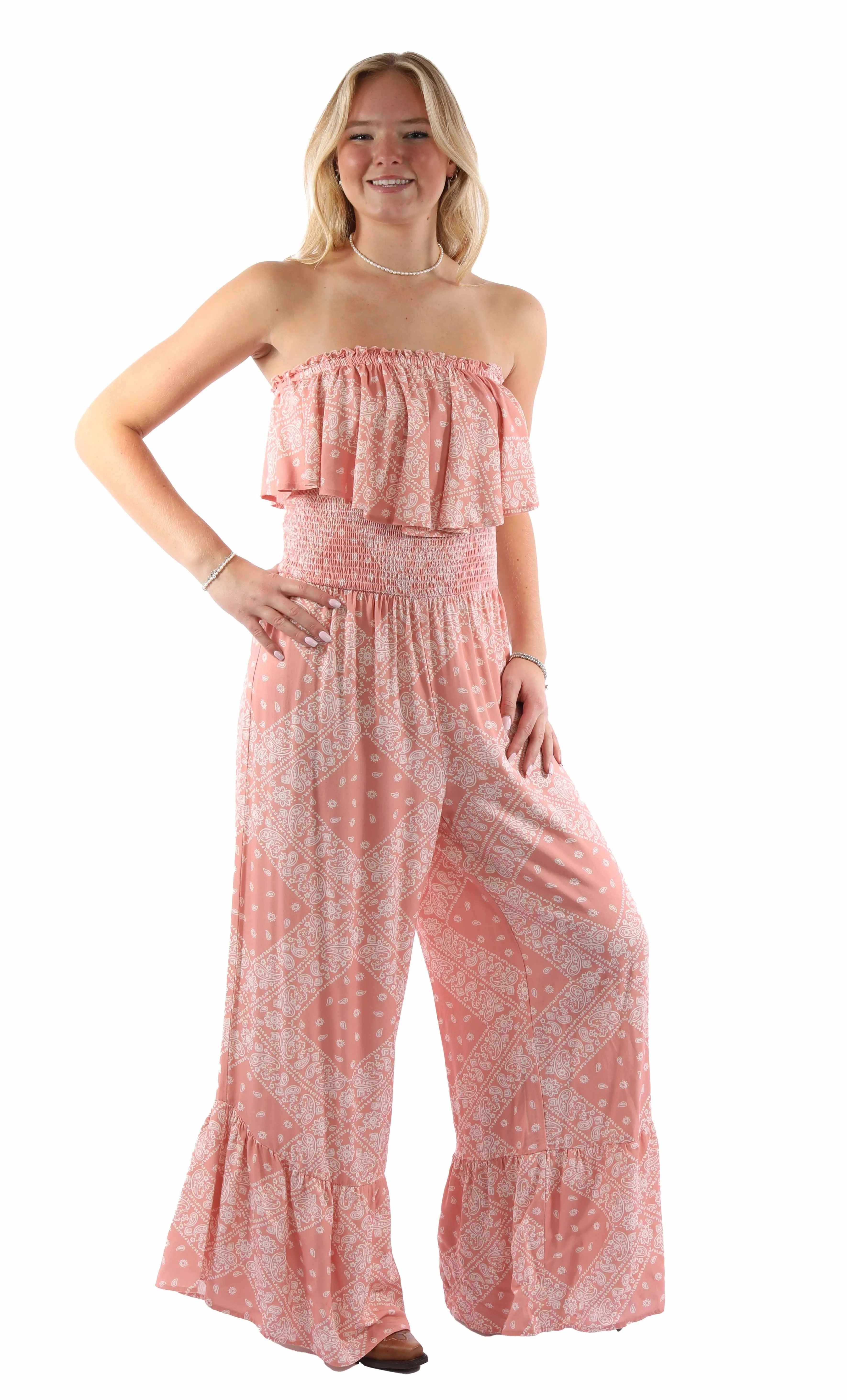 Jumpsuit, Bandana Print - Multiple Colors - Style HC744