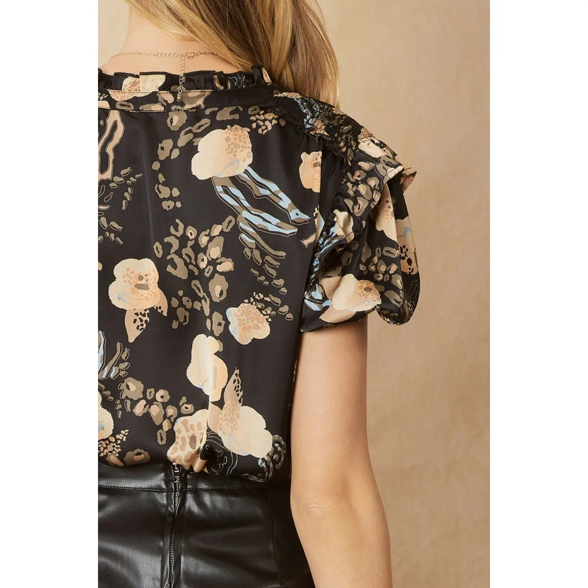 Just a Little Print Top in Black