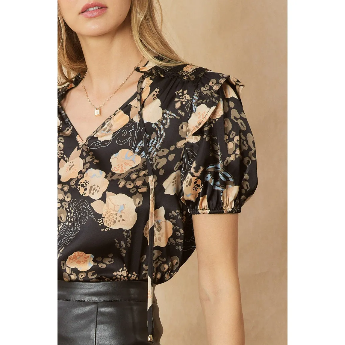 Just a Little Print Top in Black