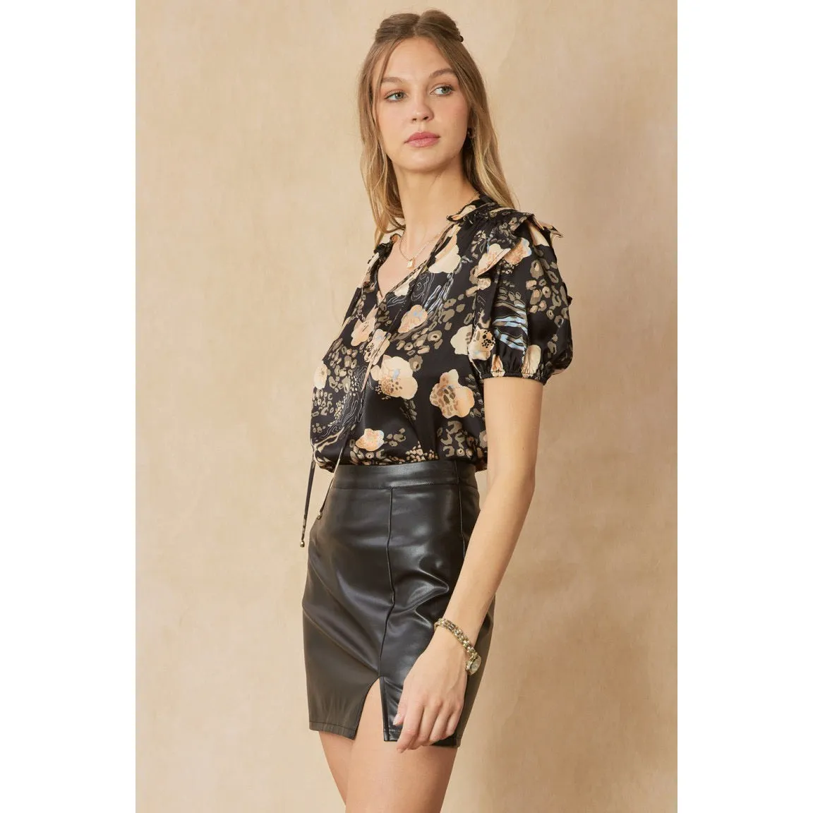 Just a Little Print Top in Black