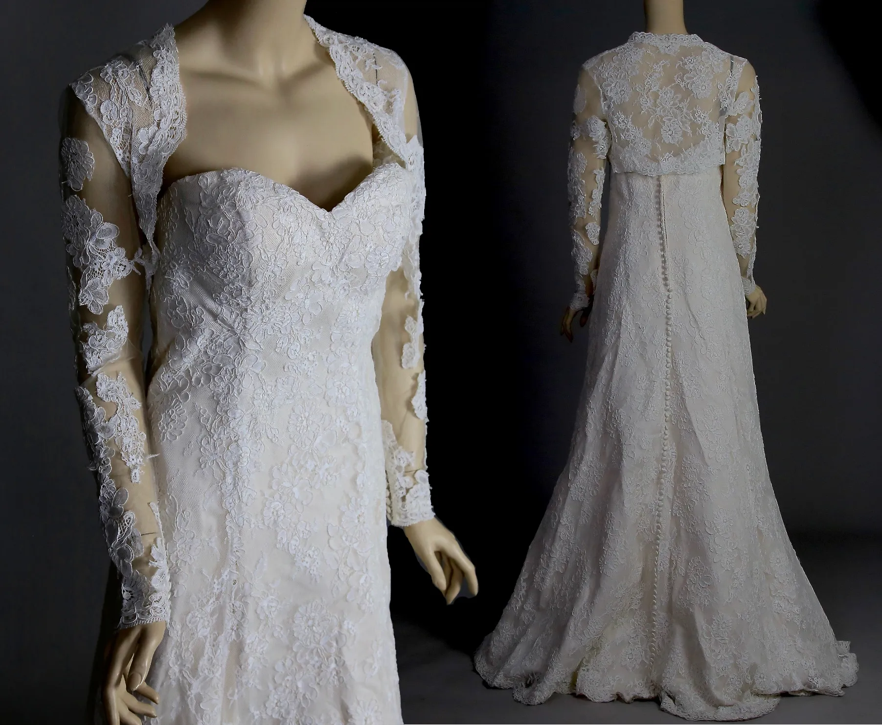 Justin Alexander wedding dress strapless bridal gown with lace jacket