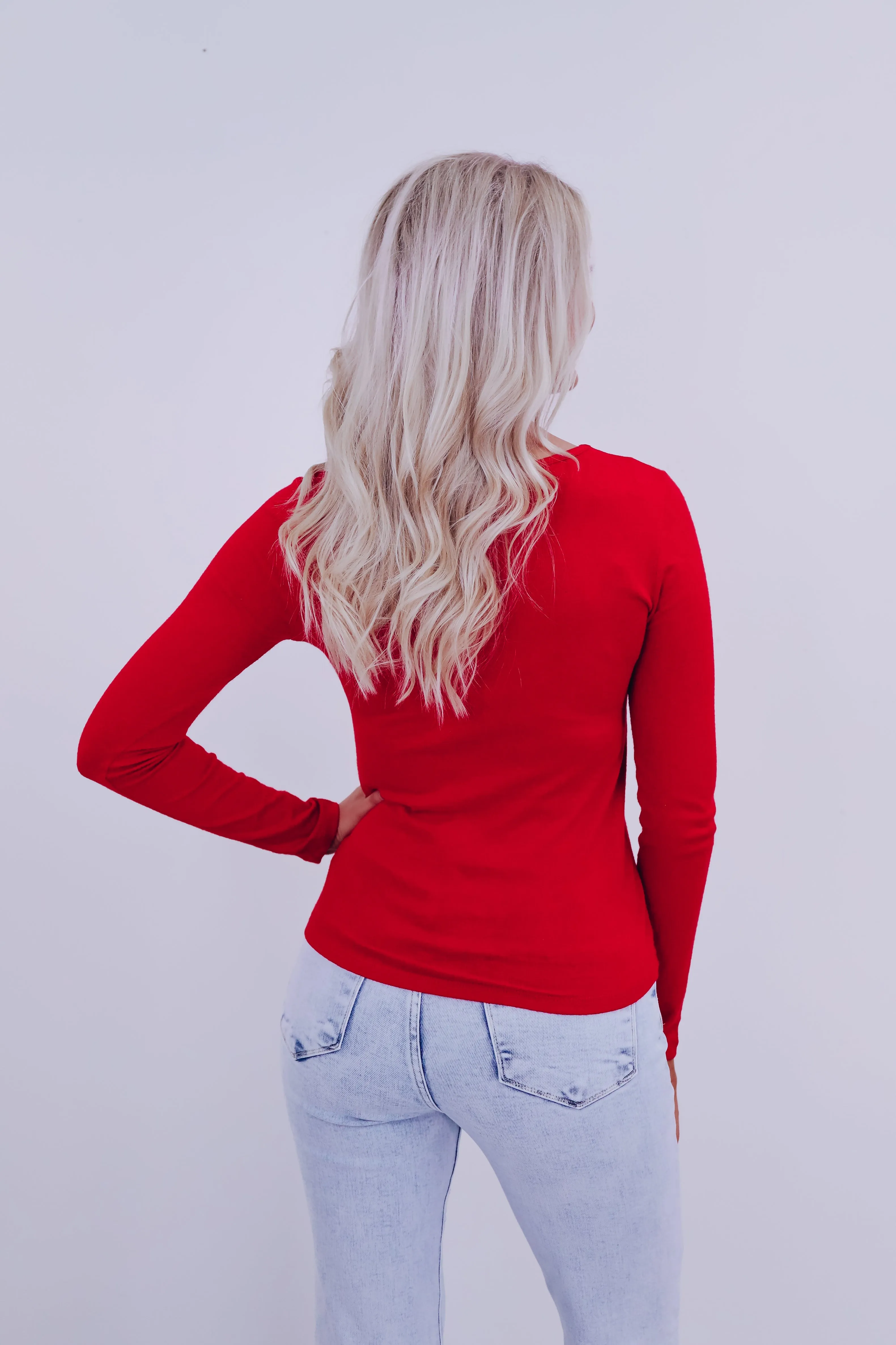 Kait Cut Out Long Sleeve Top - Red
