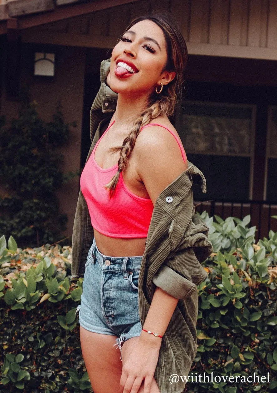 Kaya Ribbed Brami Top - Neon Pink